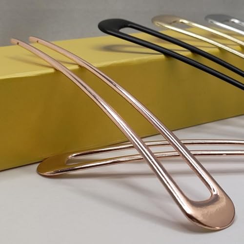 HYFEEL French Hair Pins - Metal Hair Fork Extra Long U Shaped Chignon 2-Prong Sticks for Women Bun Hair Accessories (Rose Gold - 2 Pcs) - color: Rose Gold - 2 Pieces
