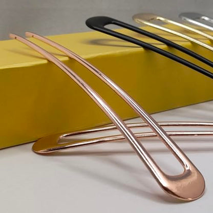 HYFEEL French Hair Pins - Metal Hair Fork Extra Long U Shaped Chignon 2-Prong Sticks for Women Bun Hair Accessories (Rose Gold - 2 Pcs) - color: Rose Gold - 2 Pieces