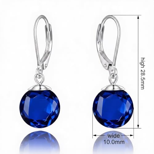 Pearl Leverback Earrings for Women Dangle Round Gemstone Earrings Birthstone Jewelry Gift Anniversary for Her - color: 09 September birthstone