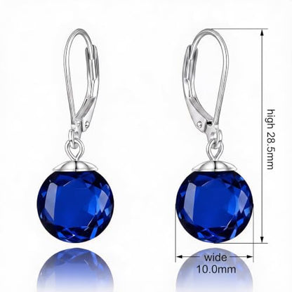 Pearl Leverback Earrings for Women Dangle Round Gemstone Earrings Birthstone Jewelry Gift Anniversary for Her - color: 09 September birthstone