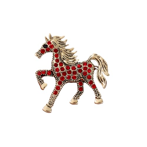Vintage Rhinestone Horse Brooch Cute Horse Enamel Brooch Pin Colorful Animal Lapel Pins for Pony Animal Lover New Year Decors - color: Red