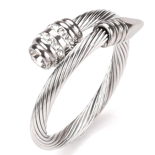Dorriss Ring for Women Adjustable Cable Nail Rings Open Stackable Jewelry - color: B-Silver