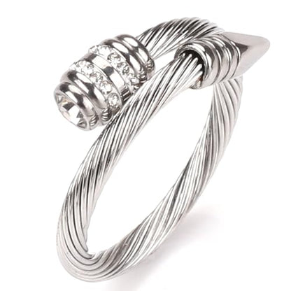 Dorriss Ring for Women Adjustable Cable Nail Rings Open Stackable Jewelry - color: B-Silver