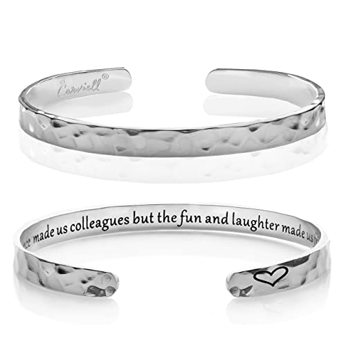 Carviell Bracelet - Gifts for Women – Inspirational, Friendships, Love, Mom, Daughters, Sisters, Christian, Graduations, Memorials & Wedding Gifts – 100+ Phrases – Stainless Steel, Gift Ready - color: COLLEAGUES Gift - Chance made us colleagues but the...