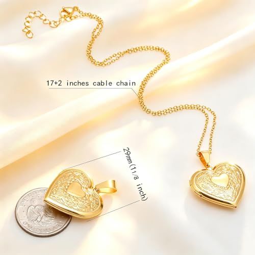 Paialco Heart Shaped Locket Pendant Necklace for Women - color: Yellow-Heart