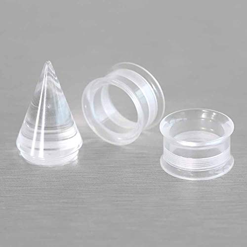 36PCS Ear Gauge Stretching Kit Stainless Steel Double Flare Alloy Tapers 3 In 1 Plugs Set Eyelet 14G-00G - color: Acrylic-(11-20mm)-Silver