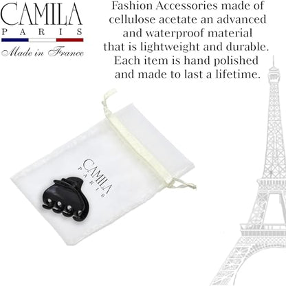 Camila Paris CP3659 French Hair Clip for Women, Small 2 inches Girls Hair Claw Clips Jaw Fashion Durable and Styling Hair Accessories for Women, Strong Hold No Slip Grip, Made in France - color: Black 2"