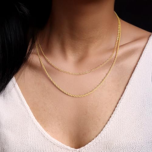 14K Gold Necklaces for Women Trendy 14K Gold Chain for Women | Layered Necklaces for Womens Refined Shine and Elegant Presence Chains Necklace Womens 18in+4cm