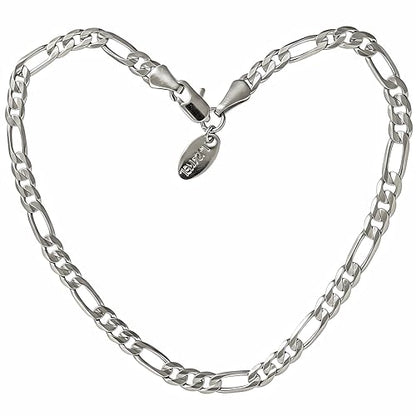 LIFETIME JEWELRY 4mm Figaro Chain Ankle Bracelet - Gold Anklets for Women - 24k Real Gold Plated - Made in USA with Lifetime Replacement - color: White Gold