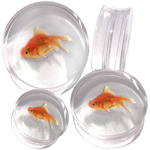 Acrylic Epoxy Double Flare Flesh Tunnel Gauge Earring Ear Piercing available size 0g (8mm) to 1" (50mm)(1 Pair) - color: Silver, size: 1 = 25mm