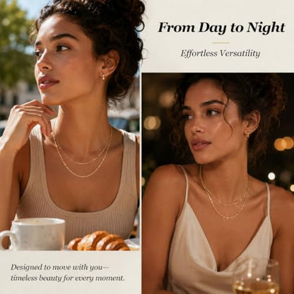 Gold Neklace Stack Dainty Gold Herringbone Necklace for Women Layered Paperclip Chain Necklaces Rhinestone Drop Simple Jewelry Gifts for Women - color: A6:thin-2pcs