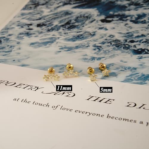 Stud Earring for Women, 14K Gold Silver Plated Hypoallergenic Studs Set | Trendy Cartilage Tragus Helix Clover Flower Earring Stack for Multiple Piercing, Dainty Cute Small Jewelry Gift, Non Tarnish - style: GD-Five-petal Flower