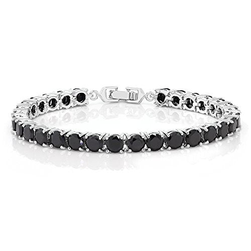 Gem Stone King Multi-Color Classic Tennis Bracelet for Women | Sparkling Round Cubic Zirconia CZ | 7.50 Cttw | 7 Inch | Fine Jewelry Gift for Mother's Day Birthday Anniversary Her Mom Wife - color: Black