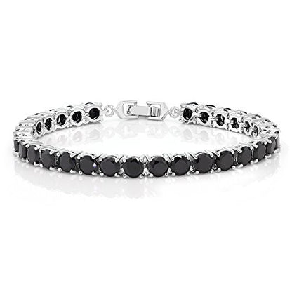 Gem Stone King Multi-Color Classic Tennis Bracelet for Women | Sparkling Round Cubic Zirconia CZ | 7.50 Cttw | 7 Inch | Fine Jewelry Gift for Mother's Day Birthday Anniversary Her Mom Wife - color: Black