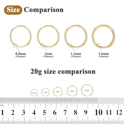 ONESING 5pcs Nose Rings Hoops 14G-20G Hinged CZ Conch Piercing Jewelry 316L Surgical Steel Septum & Lip Rings 6mm-14mm - color: Gold, size: 20G(0.8mm)-8mm