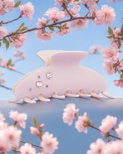 MAORULU Cute Claw Clip for Women – 4.3'' Large Acetate Hair Clips for Thick Thin Curly Long Hair, Durable Hair Clamps Non-slip Jaw Clip, Strong Hold, Stylish French Design (Pink Rhinestone Clips) - color: Pink Rhinestone Clips