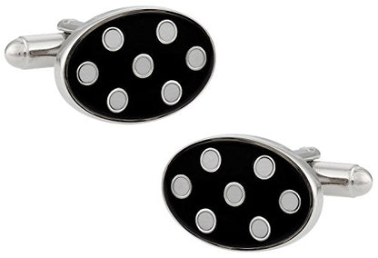 Cuff-Daddy Polka Dot Cufflinks in Black & White with Presentation Box