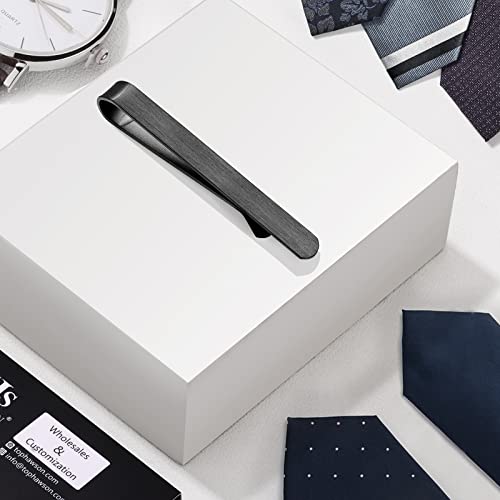 2.2/2.5 Inch Tie Clips for Men in Gift Box, Tie Bar Clip Set for Mens Regular Tie or Traditional Tie, Birthday Anniversary Christmas Gift - size: 2.2 Inch, style: 1PCS-Black Brushed