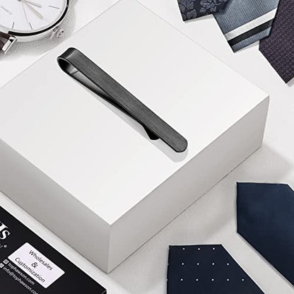 2.2/2.5 Inch Tie Clips for Men in Gift Box, Tie Bar Clip Set for Mens Regular Tie or Traditional Tie, Birthday Anniversary Christmas Gift - size: 2.2 Inch, style: 1PCS-Black Brushed