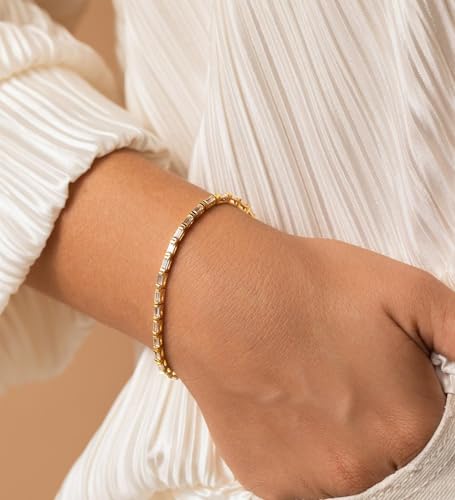 Dainty 14K Gold Plated Bracelets for Women Waterproof, Non Tarnish Gold Jewelry Sets, Thin Stackable Link Paperclip Chain Bracelet Pack Fashion Accessories Gifts for Womens - style: 5Pcs BRACELET SET-08