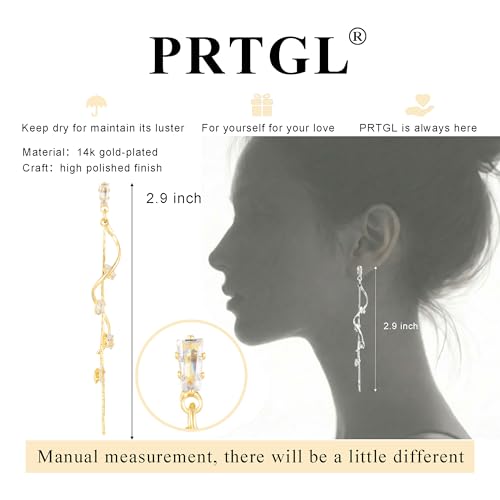 Dangle Earrings for Women - 14K Gold/White Gold/Rose Gold Plated Butterfly Heart Star Hoop Chain Long Tassel Cubic Zirconia CZ Dangle Earrings - color: CZ Twist