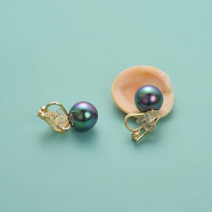 Yoursfs 10mm Tiny Pearl Clip On Earrings for Women 18K Gold Plated Faux Pearls Bridal Earring Fashion Wedding Jewelry - color: faux tahitian pearl