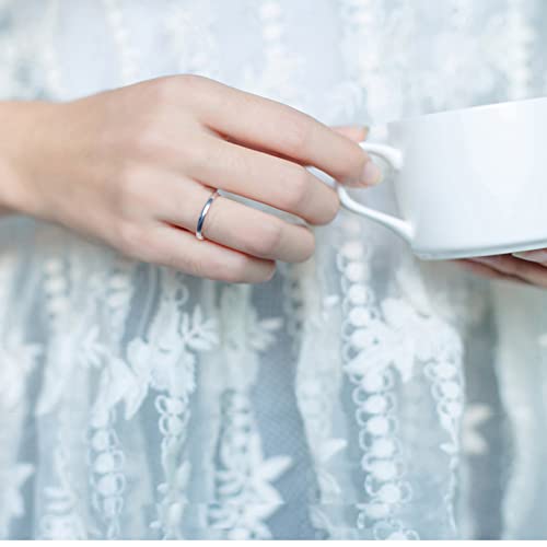 Lantine 2mm Simple Pinky Ring Silver High Polishing Dome Thin Minimalist Stacking Knuckle Plain Band Ring Size 2-8.5