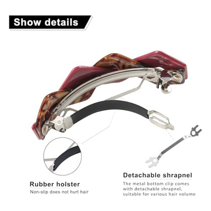 Mistofu 3.93in Large Premium Acetate Barrettes for Women - Elegant French Retro Accessories for Thick Hair Daily Wear - color: mahua25