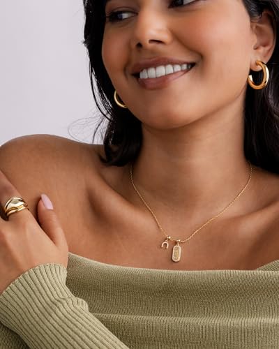 PAVOI 14K Gold Plated Dainty Necklace with Removable Charms Set for Women | 2 and 3-Pack Small Motif & Mantra Pendants, Adjustable Chain Gold Charm Necklace, Cute Jewelry Gifts - style: Blessed Pack