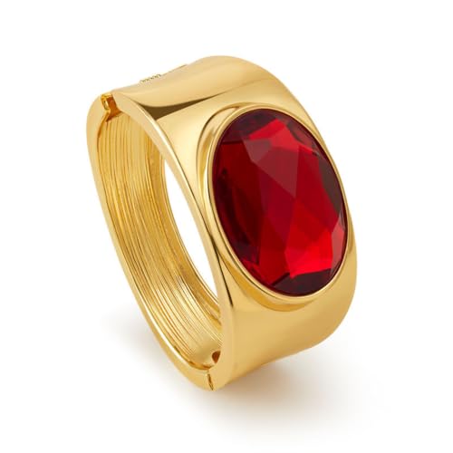 YBMYCM Gold Chunky Bangle Bracelets with Acrylic Inlay for Women Trendy Wide Chunky Cuff Bracelets Hammered Irregular Wrist Cuff Wrap Bracelet - style: Gold red