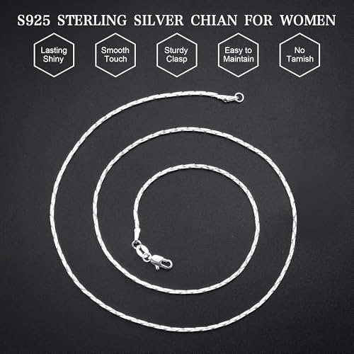 925 Sterling Silver Chain for Women, 1.1mm Tri-Cardano Chain Diamond Cut Silver Chain Necklace Jewelry Gifts for Women Mom Girlfriend - size: 22 Inches