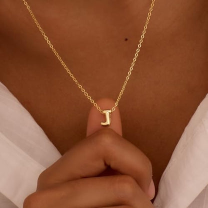 Initial Necklaces for Women Bubble Gold Silver Letter Necklace Dainty Personalized Charm Pendant Name Necklace Cute Non Tarnish Fashion Accessories Teen Gift Trendy Stuff Jewelry Gifts - color: Gold, style: J