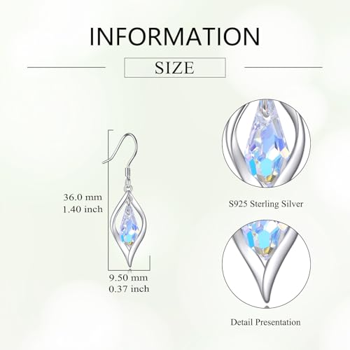 POPLYKE Dragonfly Butterfly Hummingbird Sunflower Earrings 925 Sterling Silver Abalone Shell Moonstone Leverback Earrings Jewelry - style: Aurora Borealis