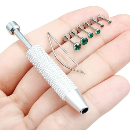 Jenxnjsjo F136 Titanium 20/18/16g Earrings Nose Lip Rings Studs Labret Medusa Tragus Helix Conch Cartilage Piercing Jewelry for Women - color: Green, size: 20g