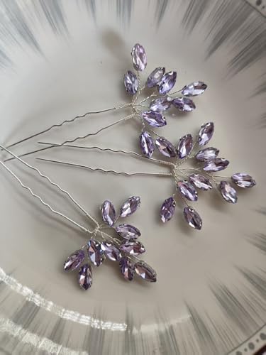 Sweet 16 Hairpins Leaf Rhinestone Princess Birthday Party Hairclips Junior's School Prom Headpieces,Purple - color: Purple