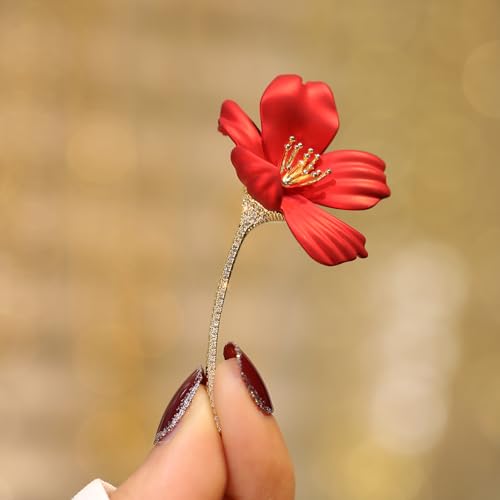 Red Rose Flower Brooches and Pins for Women Costume Jewelry Brooch Pins Broches Jewelry for Women Elegant Lady Pin - style: Hibiscus Flower