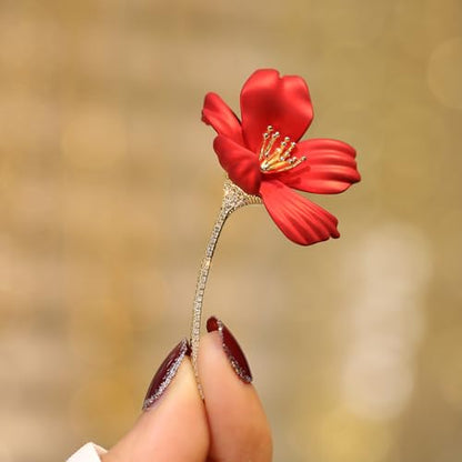 Red Rose Flower Brooches and Pins for Women Costume Jewelry Brooch Pins Broches Jewelry for Women Elegant Lady Pin - style: Hibiscus Flower