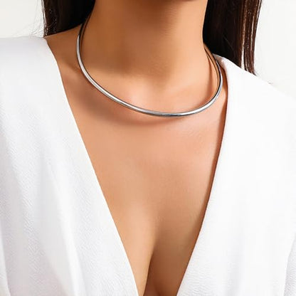 Collar Necklace for Woman Trendy Silver Choker Necklaces for Woman Statement Open Round Collar Choker Necklace - style: Style 6