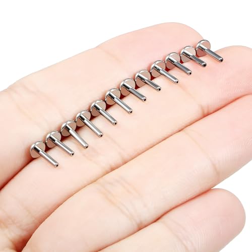 F136 Titanium 20/18/16G Threaded/Threadless Flat Earring Back Converter Kit Nose Lip Rings Medusa Labret Flatback Posts Cartilage Helix Conch Tragus Stud Piercing Jewelry Bar for Women Men - color: Threadless, size: 16g, 1/4in