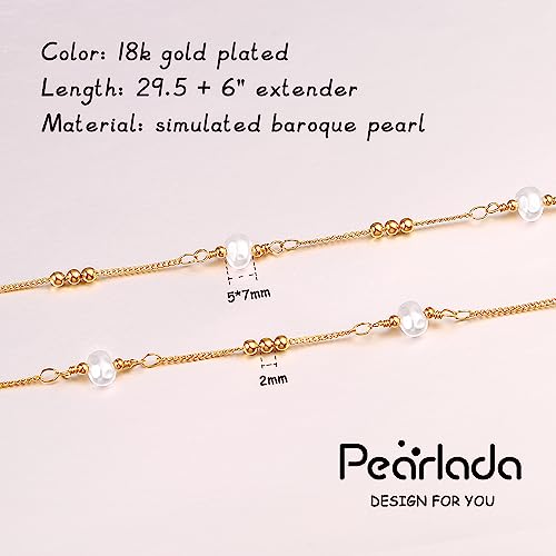 Adjustable 18k Gold Plated Waist Chain, Beach Bikini Body Chain, Handmade Boho Belly Chain - color: F. pearl-baroque