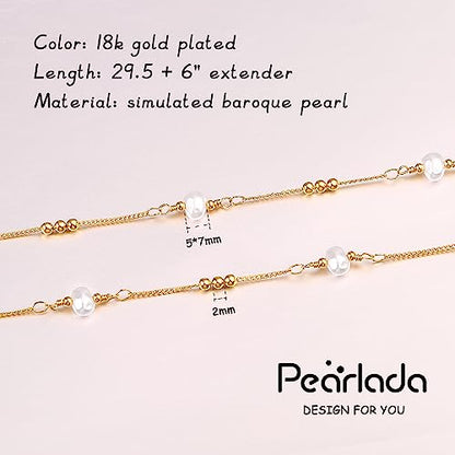 Adjustable 18k Gold Plated Waist Chain, Beach Bikini Body Chain, Handmade Boho Belly Chain - color: F. pearl-baroque