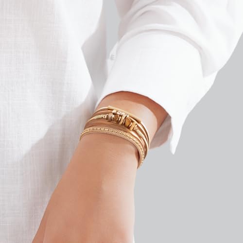 Boho Gemstone Beaded Leather Wrap Bracelets Stackable Chunky Cuff Bracelet Western Jewelry Cowboy Chic Country Concert Outfits for Women - color: Gold