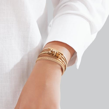 Boho Gemstone Beaded Leather Wrap Bracelets Stackable Chunky Cuff Bracelet Western Jewelry Cowboy Chic Country Concert Outfits for Women - color: Gold