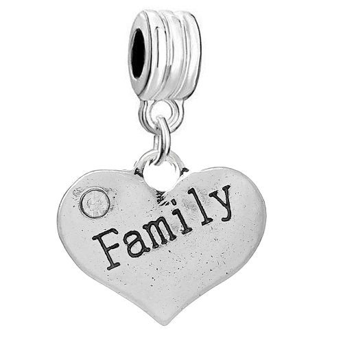 Sexy Sparkles Heart Charm – Fits Snake Chain Bracelets, Compatible with European, Biagi, and Chamilia, Ideal for Friendship and Family Jewelry (2 Pcs Mother Son) - style: Family