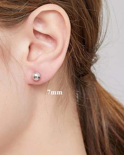 925 Sterling Silver Ball Stud Earrings for Women Men Hypoallergenic Ball Earrings 4mm-8mm - color: Sterling Silver, size: 6mm