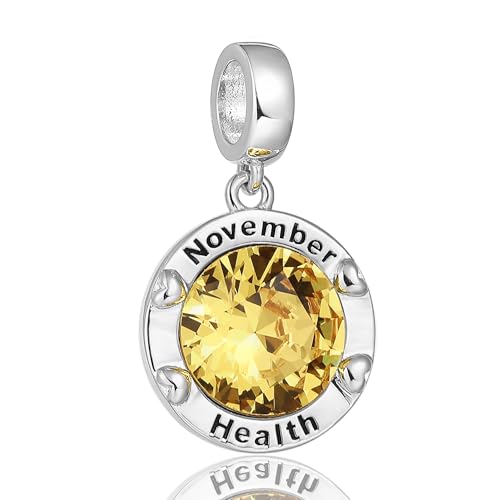 Birthstone Charms for Women Bracelets Birthday Bead Charms fit Pandora Bracelets Mothers Day Gifts for Women - color: 11-November(Citrine)