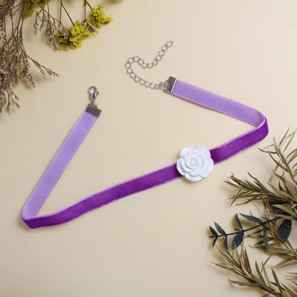 Nova&Aria Chokers Set For Women Heart Choker Necklaces Flower Pendant Velvet Cute Pink Turquoise Blue White Black Choker Necklace Christmas Colorful Lace Chokers - color: Purple