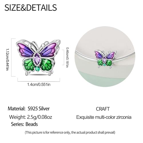 HappyStar 925 Sterling Silver Charms for Bracelets and Necklace Dangle Pendants Beads Charms Fits Charms Bracelets for Woman Jewelry Gifts (with one Spacer Bead Charms) - style: Butterfly beads