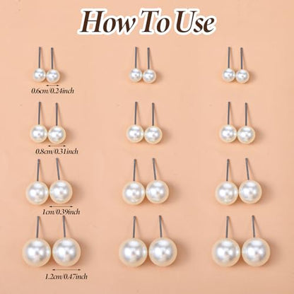 24 Pairs Pearl Earrings Set, Pearl Earrings for Women, Pearls Earring Pack Mixed Size Pearls Earring Stack, Pearling Stud Ear Stack for Bridal Wedding Christmas Jewelry