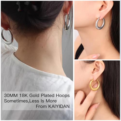 2 Pairs Gold/Silver Hoop Earrings For Women Set Trendy,14K Plated Gold Chunky Huggie Hoop Earings Pack,Oval Twisted Statement Silver Hoops,Fashion Jewelry Gift - color: 6) chunky hoop